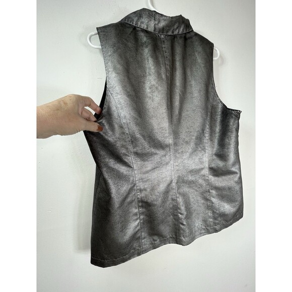 Chicos Silver Metallic Gray sparkle shine vest Blouse Shirt Womens 2 US L (15 - Picture 6 of 7